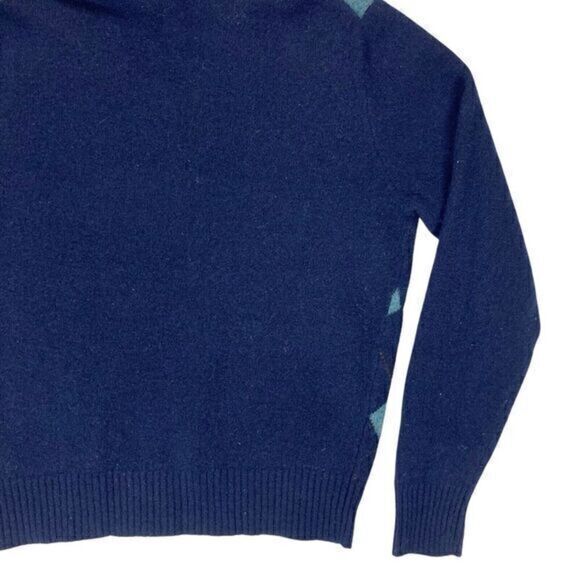 J. Crew 100% Lambswool Sweater Mens Large Blue Diamond Argyle Classic Pullover - Picture 8 of 15
